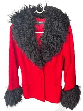 VINTAGE BETSEY JOHNSON JACKET W/FAUX FUR
